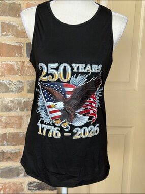 New! Black Patriotic Eagle Graphic Tank Top - 250 Years 1776-2026